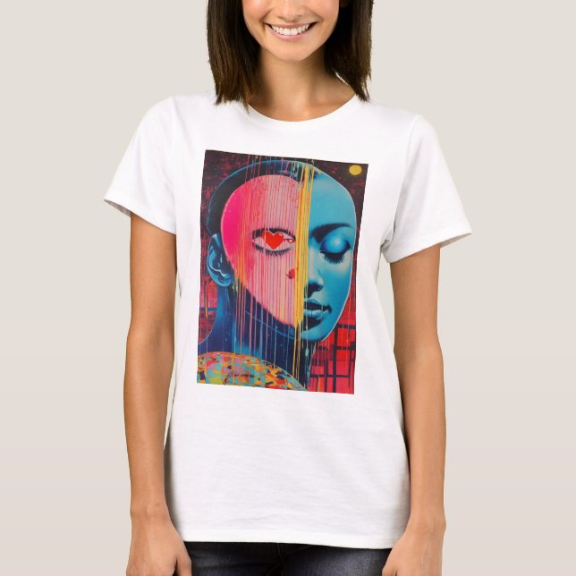 T-shirt Mirror Image Elegance : Face Design T-Shirt" (Devant)