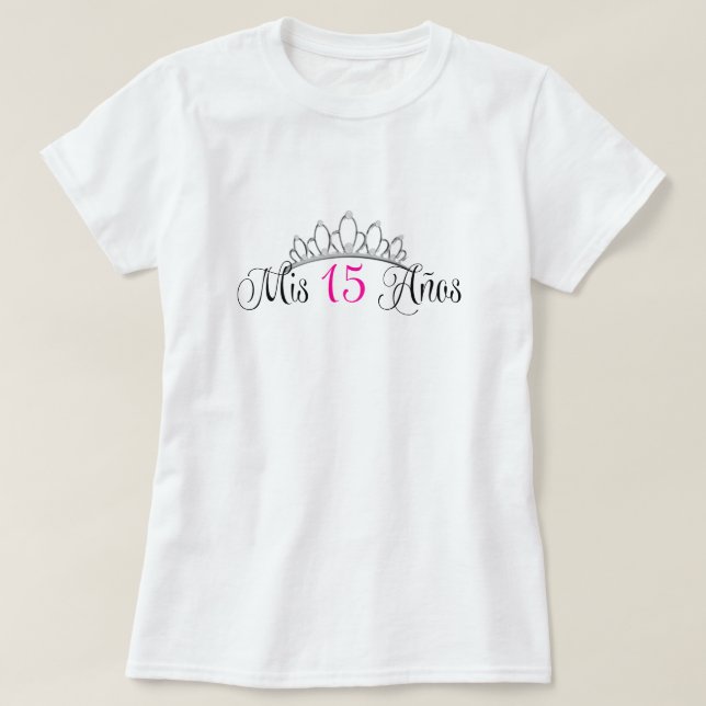 T-shirt Mis 15 Anos Quinceanera Silver Tiara rose (Design devant)