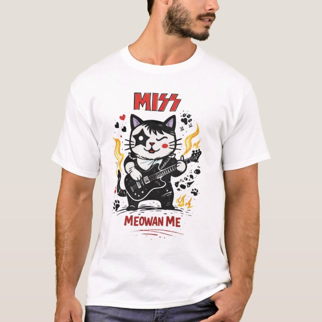 T-shirt MISS – Meowan Me Rock Cat Parody (Devant)