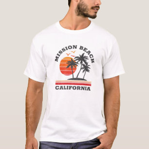 T-shirt Mission Beach California Retro Souvenir Cadeau