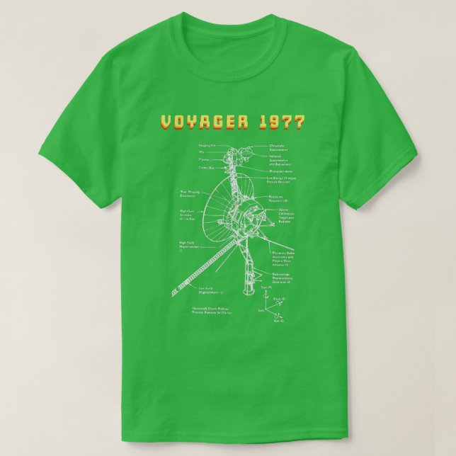 T-shirt Mission de sonde spatiale Voyager 1977 (Design devant)