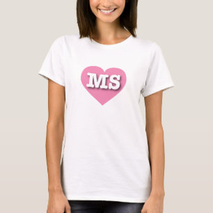 T-shirt Mississippi Coeur rose - J'aime MS
