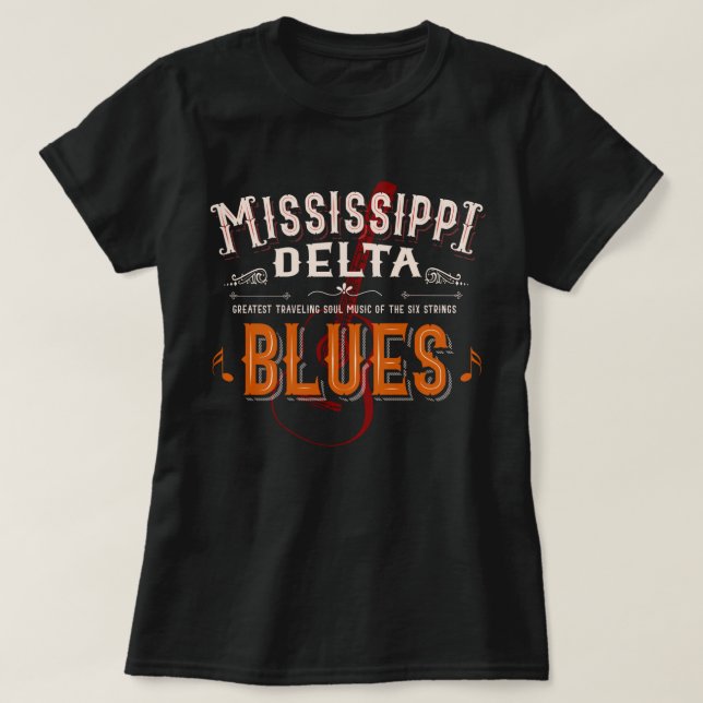 T-shirt Mississippi Delta blues musique guitare (Design devant)