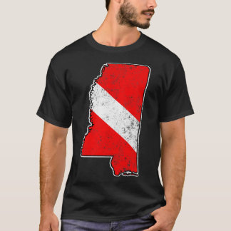 T-shirt Mississippi Dive Drapeau Plongée Scuba State Carte