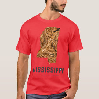 T-shirt Mississippi Map Art Abstract in Brown