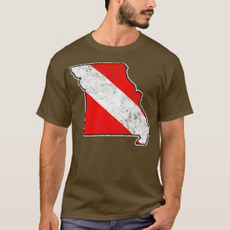T-shirt Missouri Dive Drapeau Plongée Plongée Carte d'état