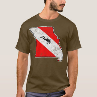 T-shirt Missouri Dive Drapeau Plongée Plongée Carte d'état