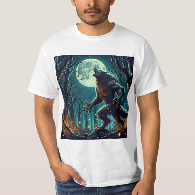 T-shirt Misterio Lunar: Diseño de Hombre Lobo (Devant)