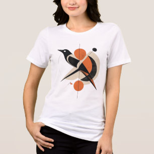 T-Shirt mit abstrakter geometrischer Vogelkunst im Tri-Blend Shirt