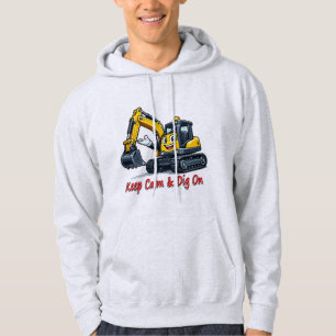 T-Shirt mit Aufdruck 'Keep Calm Dig On' und Bagger Hoodie
