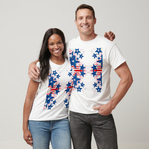 T-Shirt mit blauen Sternen