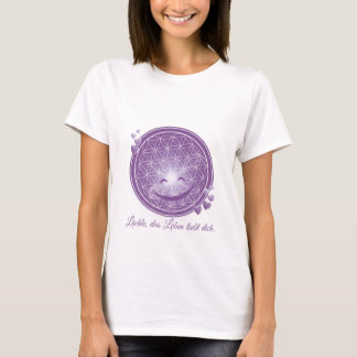 T-Shirt mit Blume des Lebens & Blüten, Lila, Herz