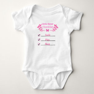 T-Shirt mit Checklist für kleine Schwester Baby Strampler
