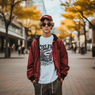 T-Shirt mit cooler Fin-Hai-Illustration