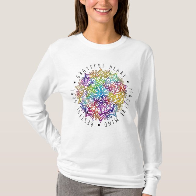 T-Shirt mit dankbarem Herzen, friedvollem Geist un (Vorderseite)