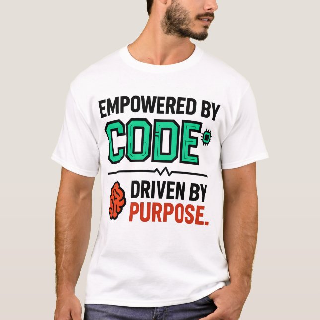 T-Shirt mit dem Motto 'Code With Purpose' (Vorderseite)