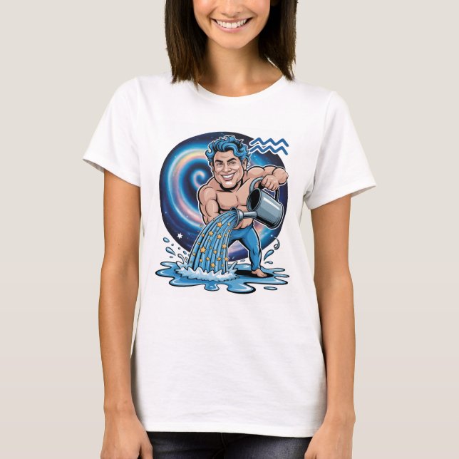 T - Shirt mit dem Zeichen Aquarius zodiac (Vorderseite)