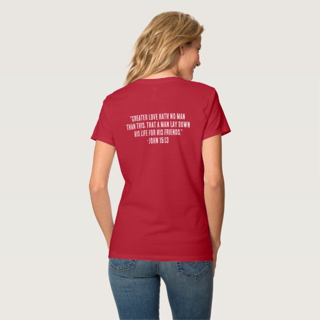 T - Shirt mit den Roten Logos für Frauen (Rückseite Vollansicht)