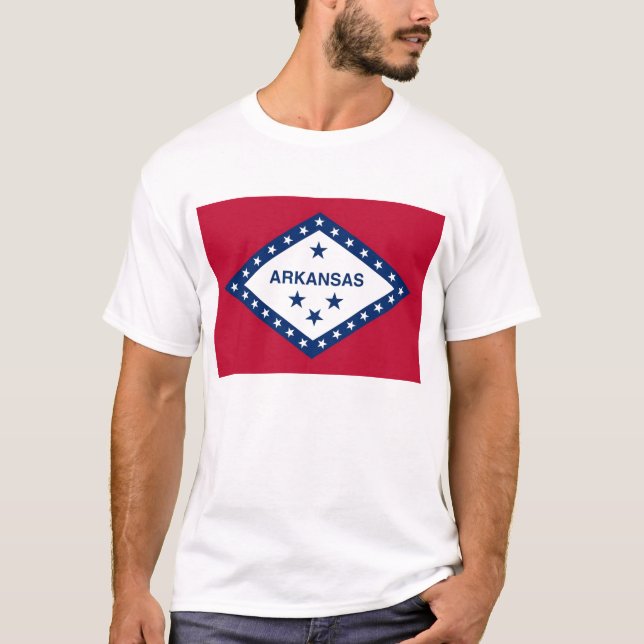 T Shirt mit der Flagge von Arkansas Staat USA (Vorderseite)