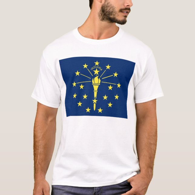 T Shirt mit der Flagge von Indiana Staat USA (Vorderseite)