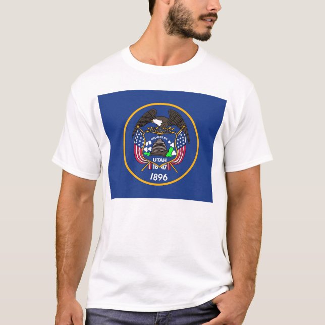 T Shirt mit der Flagge von Utah Staat USA (Vorderseite)