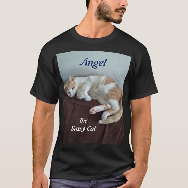 T-Shirt mit der frechen Katze Angel (Vorderseite)