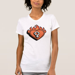 T-Shirt mit feministischem Symbol und Flammendem H