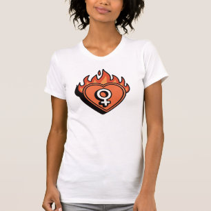 T-Shirt mit feministischem Symbol und Flammendem H