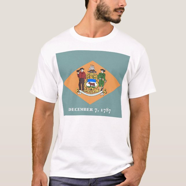T Shirt mit Flag Delaware Staat USA (Vorderseite)