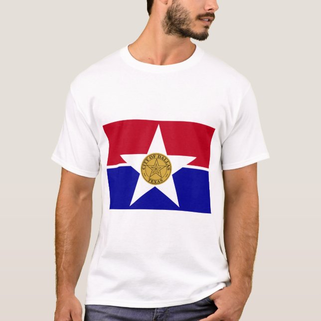 T Shirt mit Flagge von Dallas, Texas, USA (Vorderseite)