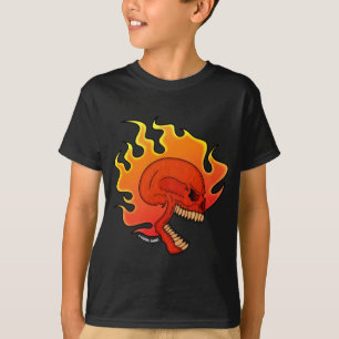 T-Shirt mit Flammendem Schädel