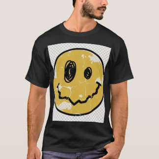 T-Shirt mit gestresstem Smiley und Glitch-Effekt