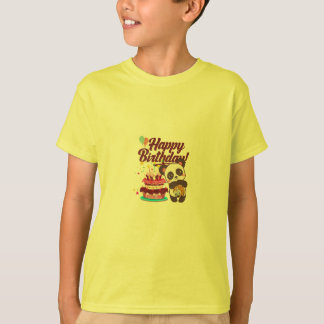 T Shirt mit Glücklichem Geburtstag und Kuchen