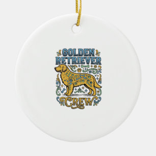 T-Shirt mit Golden Retriever und Vintage-Hundefan- Keramik Ornament