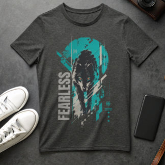 T-Shirt mit Grafik eines furchtlosen Wolfes | Stre