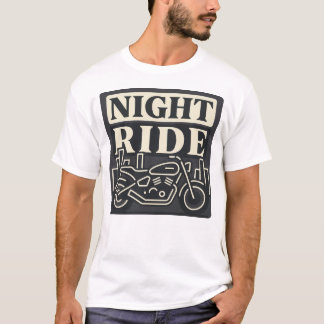 T-Shirt mit Grafikmotiv „Nachtfahrt Motorrad Stadt