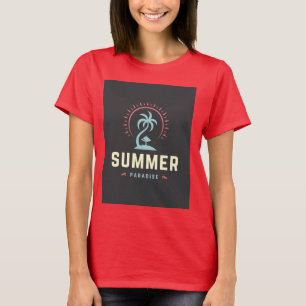 T-Shirt mit halben Ärmeln Sommer-Paradies-Design