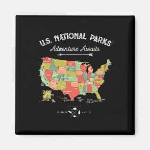T-Shirt mit Karte der Nationalparks Camping Frauen Magnet