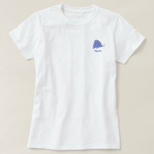 T-Shirt mit kleinem minimalem blauen Schmetterling