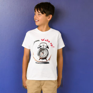 T - Shirt mit klingelndem Wecker geweckt