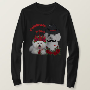 T-Shirt mit langem Arm 'Bride & Bräutigam feiern'