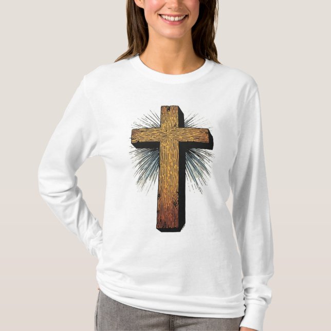 T-Shirt mit langem Arm und mutigem christlichen Kr (Vorderseite)