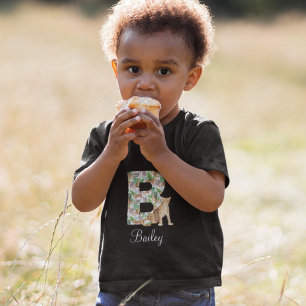 T-Shirt mit Leopard und Buchstabe B