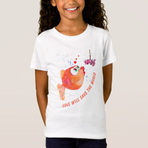 T-Shirt mit lustigem Fisch und Wurm mit auffällige