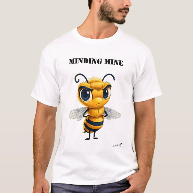 T-Shirt mit lustiger Biene 'Minding Mine' (Vorderseite)