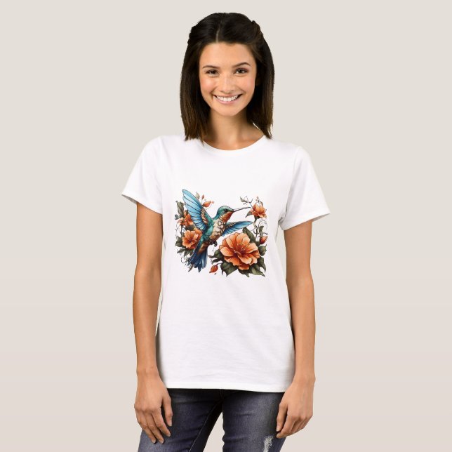 T - Shirt mit niedlicher Kolibri-Design (Vorne ganz)