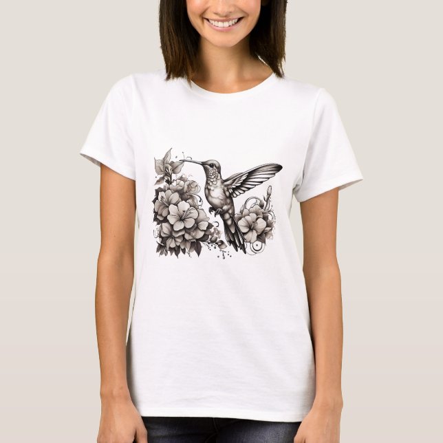 T - Shirt mit niedlicher Kolibri-Design (Vorderseite)