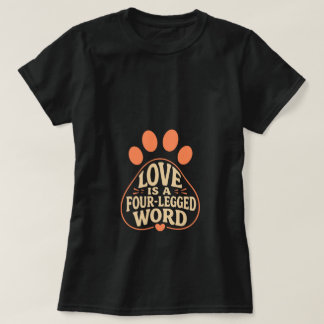T-Shirt mit Pfotenabdruck-Typografie für Hundebesi