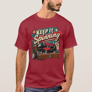 T-Shirt mit Retro-Vinyl-Plattenspieler 'Keep It Sp