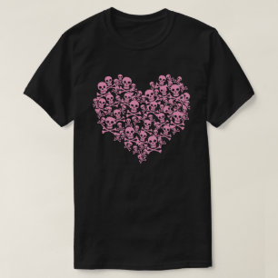 T-Shirt mit rosa Totenkopfherz